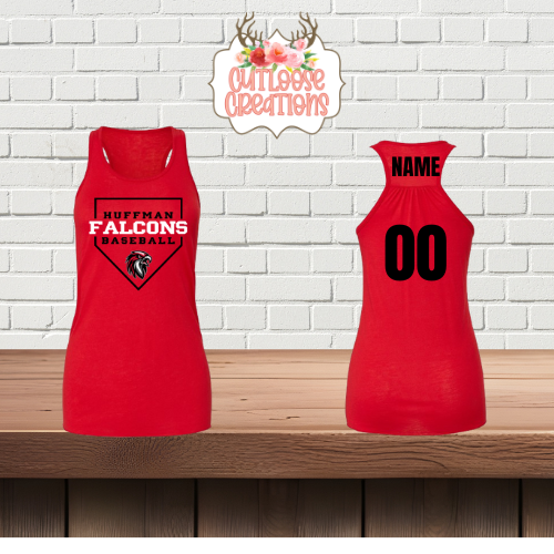 Falcons Baseball Home Plate Razorback Tank Tops Printed (Women) (4 Colors)