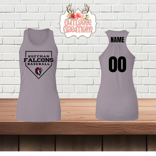 Falcons Baseball Home Plate Razorback Tank Tops Printed (Women) (4 Colors)