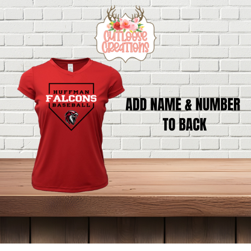 Falcons Baseball Home Plate DRIFIT Ladies vneck Printed (4 Colors)