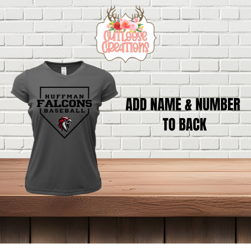 Falcons Baseball Home Plate DRIFIT Ladies vneck Printed (4 Colors)