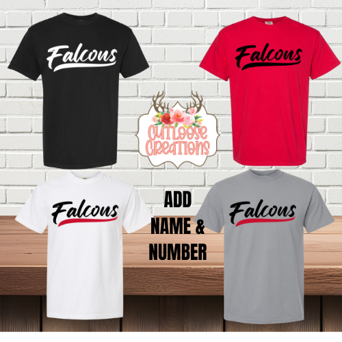 Falcons Jersey Logo Comfort Color Tshirt Printed (4 Colors)