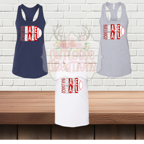 Crosby 8U Bulldogs Baseball Razorback Tank Tops (Women) (3 Colors)