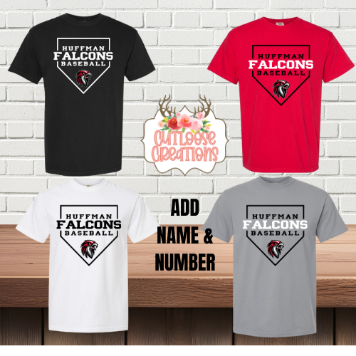 Falcons Baseball Home Plate Comfort Color Tshirt Printed (4 Colors)