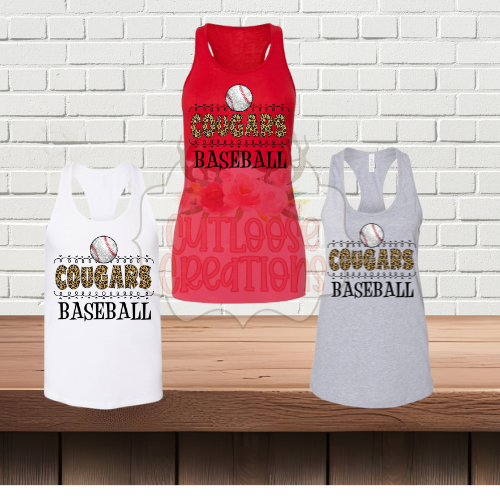 Crosby 8U Cougars Leopard Razorback Tank Tops (Women) (3 Colors)