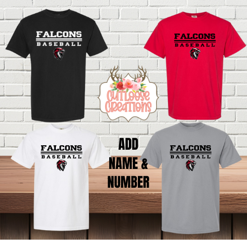 Falcons Baseball Comfort Color Tshirt Printed (4 Colors)