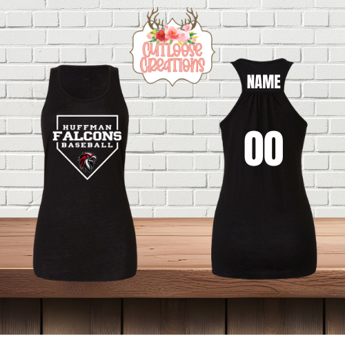 Falcons Baseball Home Plate Razorback Tank Tops Printed (Women) (4 Colors)