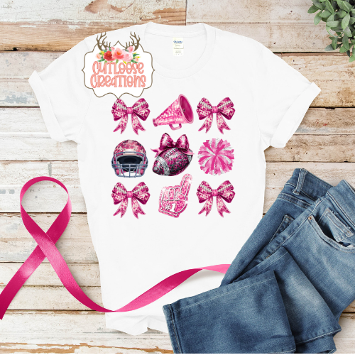 Pink out Cheer/Football Coquette Tee (4 Colors)