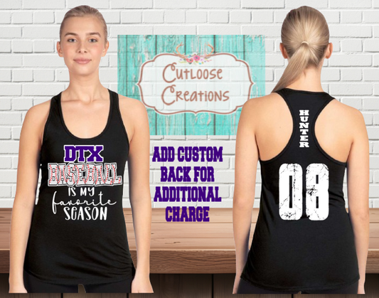 DTX Baseball is my Favorite Season Razorback Tank Tops (Women) (4 Color Options)