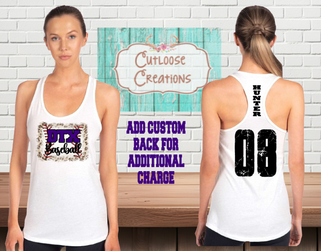 DTX Baseball Leopard Razorback Tank Tops (Women) (4 Color Options)