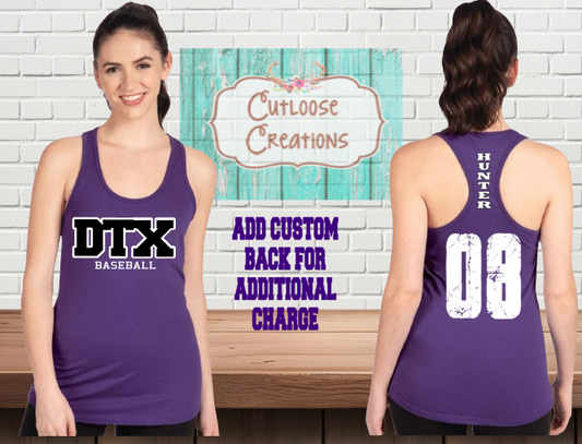 DTX Baseball Split Razorback Tank Tops (Women) (4 Color Options)