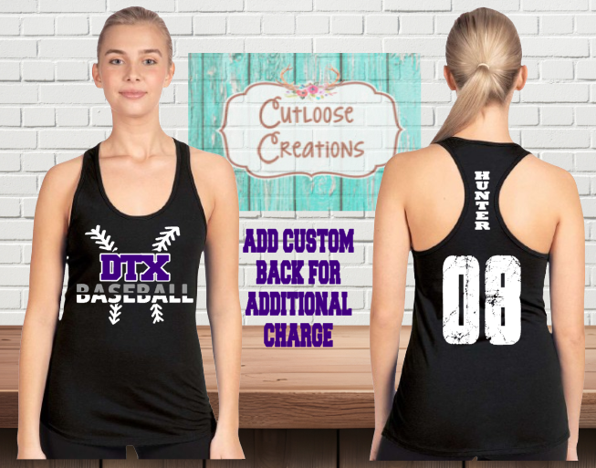 DTX Baseball Split Razorback Tank Tops (Women) (4 Color Options)