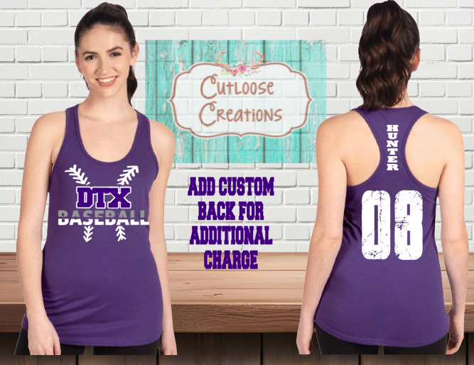 DTX Baseball Split Razorback Tank Tops (Women) (4 Color Options)