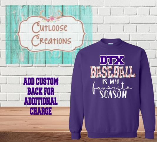 DTX Baseball is my favorite season Sweatshirt Purple
