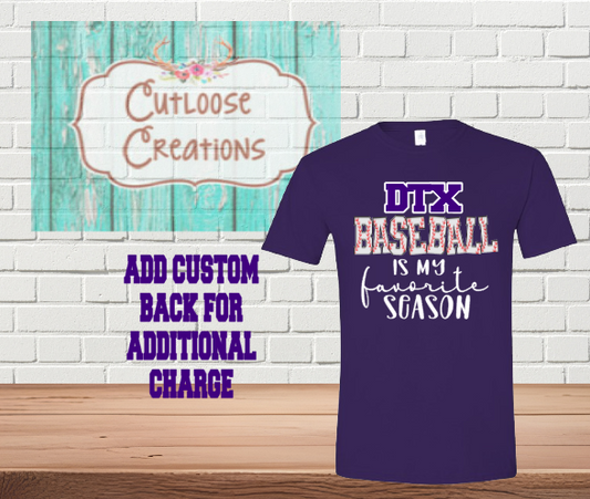 DTX Baseball is my favorite season Purple T-Shirt