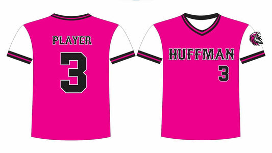 8U Huffman Falcons Baseball VNECK Game Day Jersey (Full Sublimation) (PINK)