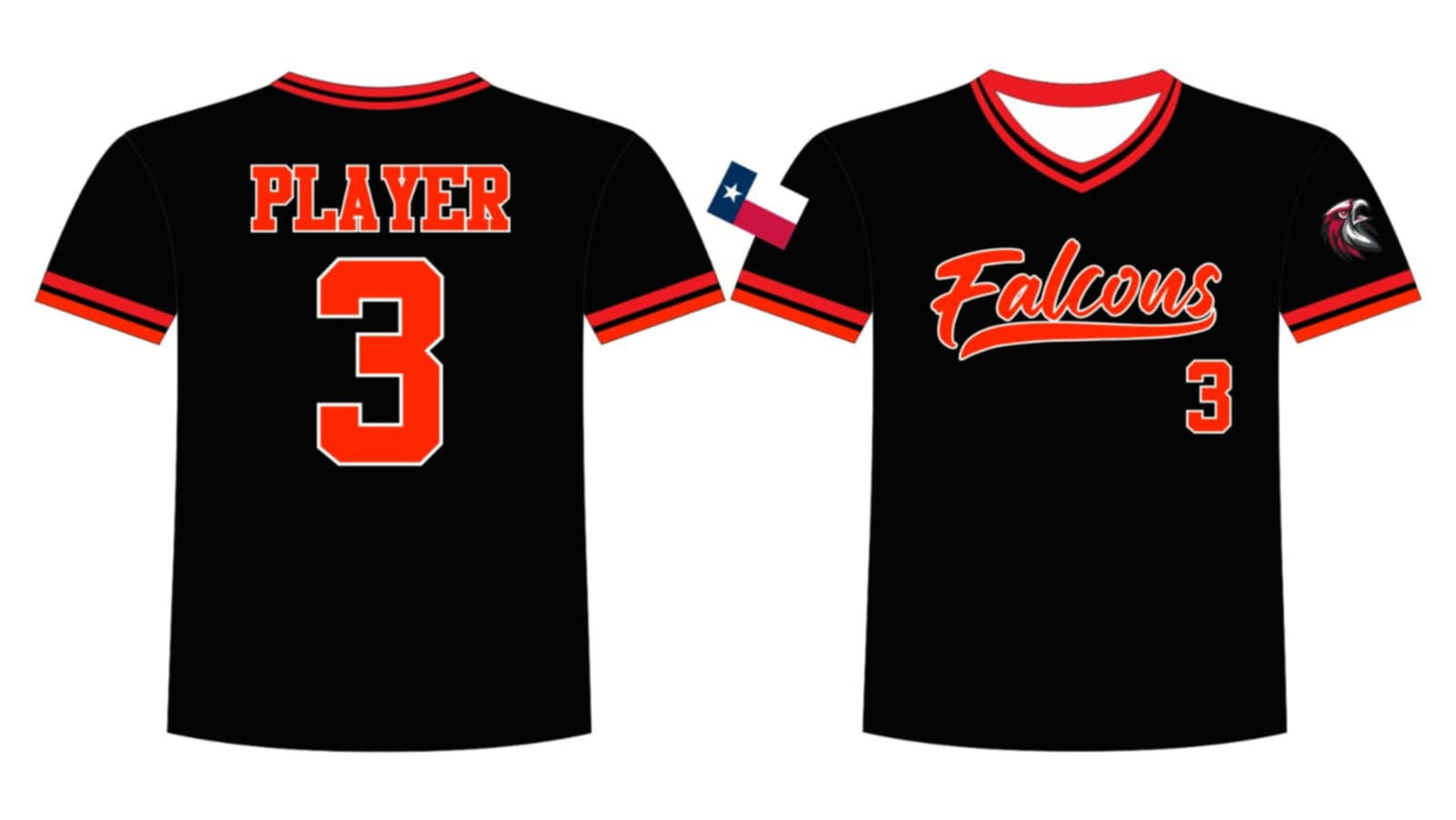 Huffman Falcons Baseball VNECK Game Day Jersey (Full Sublimation) (3 Colors)