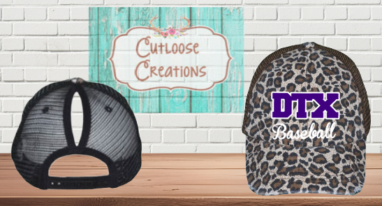 DTX Baseball Women's Distressed PONYTAIL Hat Leopard/Black