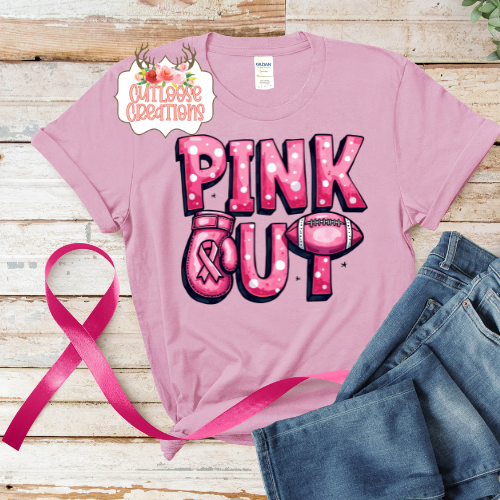 Pink Out Football w/ Glove Tee (4 colors)