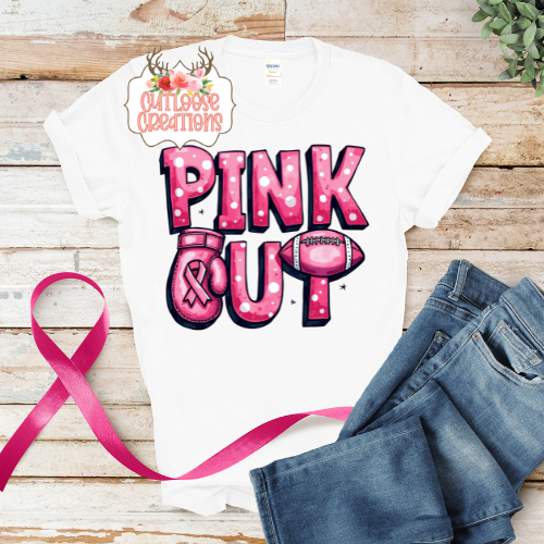 Pink Out Football w/ Glove Tee (4 colors)