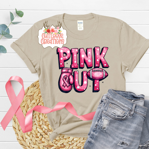 Pink Out Football w/ Glove Tee (4 colors)