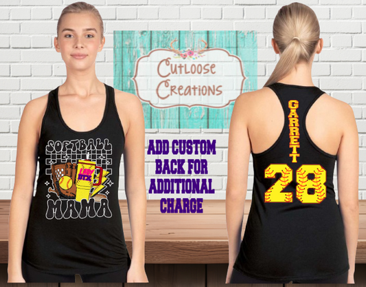 Lady DTX Retro Softball Mama Razorback Tank Tops (Women) (5 Color Options)