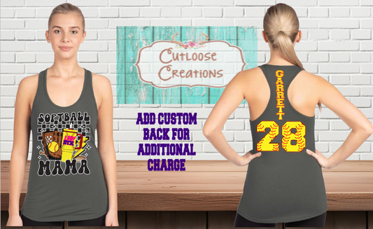 Lady DTX Retro Softball Mama Razorback Tank Tops (Women) (5 Color Options)