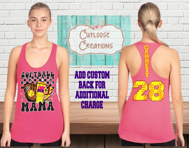 Lady DTX Retro Softball Mama Razorback Tank Tops (Women) (5 Color Options)