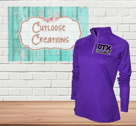 DTX Baseball Purple 1/4 zip Pullover LADIES