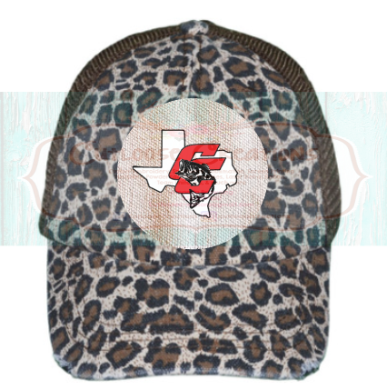 CHS Bass Fishing Team Women's Leopards Distressed Ponytail Hat