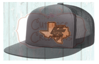 CHS Bass Fishing Team Flat Billed Leather Patch Hat  Charcoal/Black