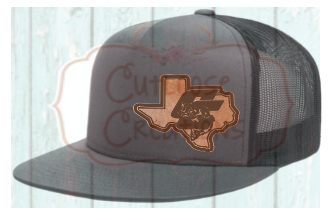 CHS Bass Fishing Team Flat Billed Leather Patch Hat Charcoal/Black